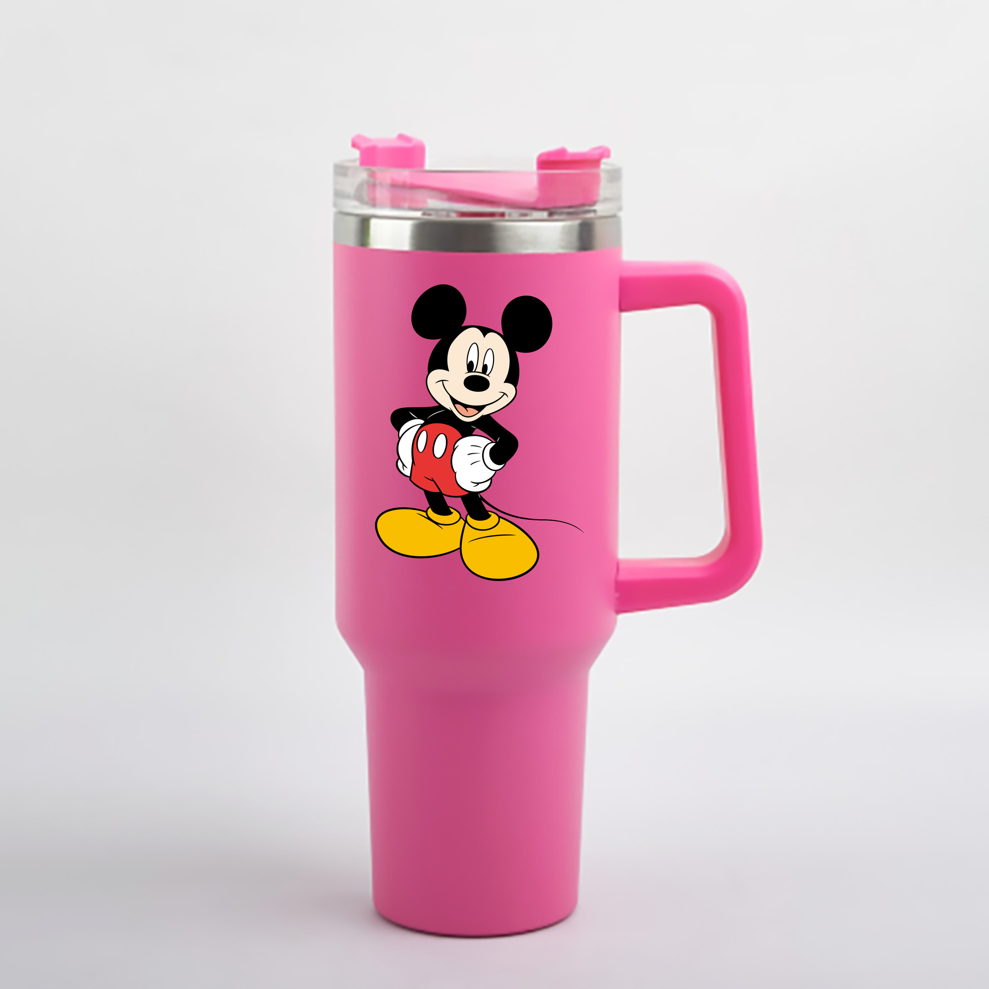 （画像用） ミッキーマウス Mickey Mouse 1200mL車用タンブラー - クリスタルステッカー（プラスチックストロー付き）